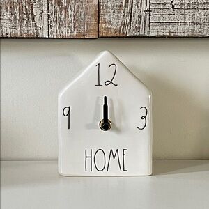 Rae Dunn White Ceramic HOME House Wall Clock with Black Accents
